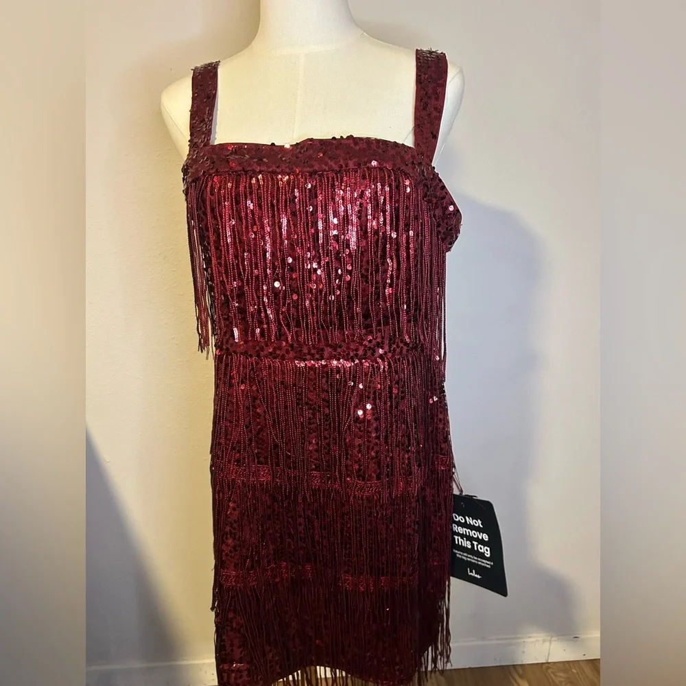 Lulu's Burgundy Dress with Deep Red Lining - Picture 3 of 11